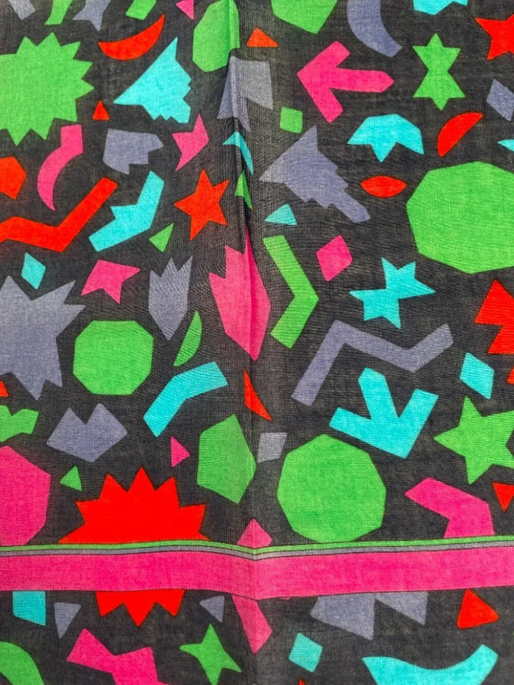 Vintage Yves Saint Laurent Lightweight Cotton Geometric Scarf